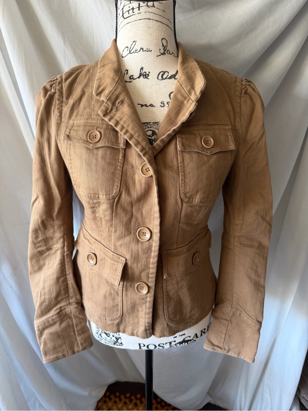 Tailored Tan Button-Front Blazer Jacket